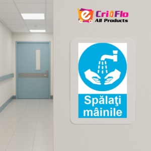 Indicator protectia muncii spalarea mainilor obligatorie, Sticker autocolant - Img 5