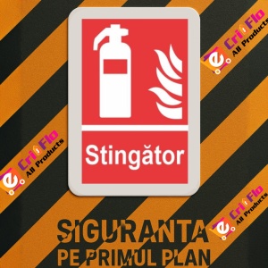 Indicator protectia muncii stingator extinctor, Sticker autocolant - Img 3