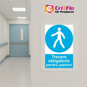 Indicator protectia muncii trecere pietoni obligatorie, Sticker autocolant - Img 5