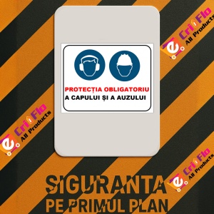 Indicator Protectia obligatoriu a capului si a auzului, Sticker autocolant - Img 2