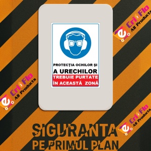 Indicator Protectia ochilor si a urechilor trebuie purtate, Sticker autocolant - Img 2