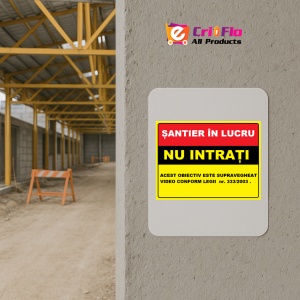 Indicator Santier in lucru nu intrati obiectiv video, Sticker autocolant - Img 5
