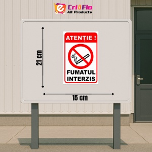 Indicator Semn atentie fumatul interzis, Sticker autocolant - Img 2