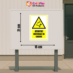 Indicator Semn atentie materiale in cadere, Sticker autocolant - Img 2