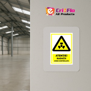 Indicator Semn atentie radiatii cu zona controlata, Sticker autocolant - Img 4