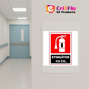 Indicator Semn cu stingator cu co2, Sticker autocolant - Img 5