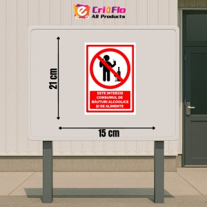 Indicator Semn este interzis consumul de bauturi alcoolice si de alimente, Sticker autocolant - Img 2