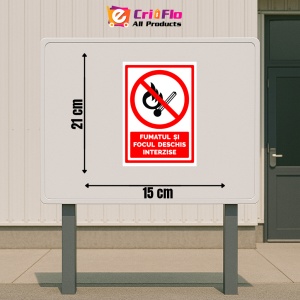 Indicator Semn fumatul si focul deschis interzis, Sticker autocolant - Img 2