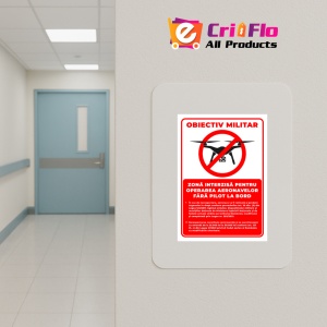 Indicator Semn obiectiv militar zona interzisa pentru operarea aeronavelor fara pilot la bord, Sticker autocolant - Img 5