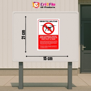 Indicator Semn obiectiv militar zone interzise pentru operarea aeronavelor fara pilot la bord, Sticker autocolant - Img 2