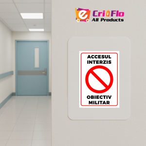 Indicator Semn pentru accesul interzis obiectiv militar, Sticker autocolant - Img 5