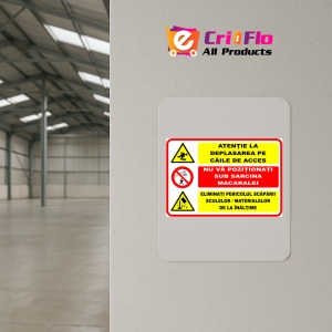 Indicator Semn pentru avertizare lucrari, Sticker autocolant - Img 4