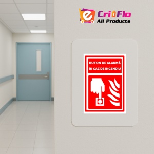Indicator Semn pentru buton de alarma in caz de incendiu, Sticker autocolant - Img 5