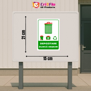 Indicator Semn pentru depozitare zilnica deseuri, Sticker autocolant - Img 2