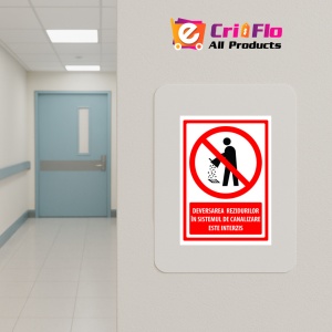 Indicator Semn pentru deversarea reziduurilor in sistemul de canalizare este interzis, Sticker autocolant - Img 5
