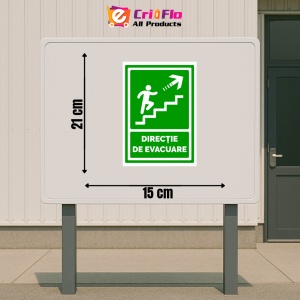 Indicator Semn pentru directie de evacuare spre scari in dreapta sus, Sticker autocolant - Img 2
