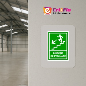 Indicator Semn pentru directie de evacuare spre scari in stanga jos, Sticker autocolant - Img 4