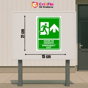 Indicator Semn pentru iesire cu directie in sus emergency exit, Sticker autocolant - Img 2