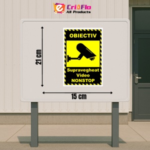 Indicator Semn pentru obiectiv supravegheat video non stop, Sticker autocolant - Img 2
