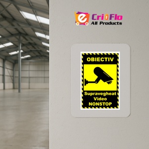 Indicator Semn pentru obiectiv supravegheat video non stop, Sticker autocolant - Img 4