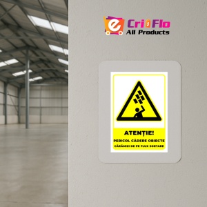 Indicator Semn pentru pericol de cadere obiecte caramizi de pe flux sortare, Sticker autocolant - Img 4