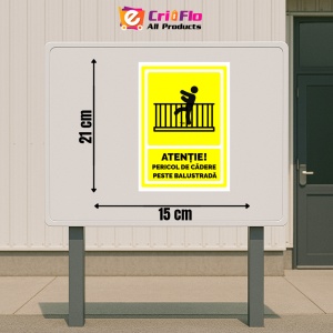 Indicator Semn pentru pericol de cadere peste balustrada, Sticker autocolant - Img 2