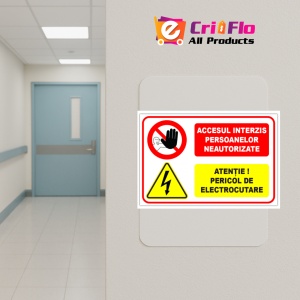 Indicator Semn pentru persoane neautorizate si pericole de electrocutare, Sticker autocolant - Img 5