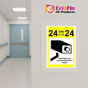 Indicator Semn pentru proprietate supravegheata video 24 din 24, Sticker autocolant - Img 5