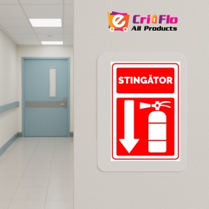 Indicator Semn pentru stingator in jos, Sticker autocolant - Img 5