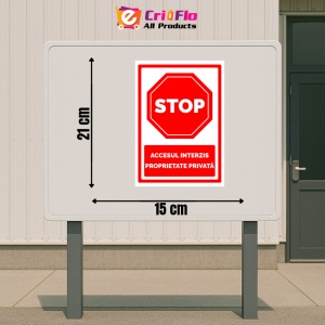 Indicator Semn pentru stop cu accesul interzis si proprietate privata, Sticker autocolant - Img 2