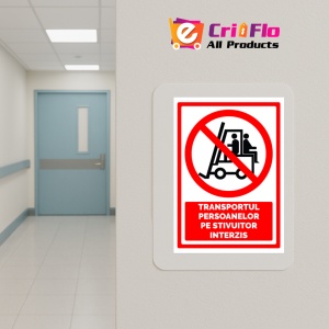 Indicator Semn pentru transportul persoanelor pe stivuitor interzis, Sticker autocolant - Img 5