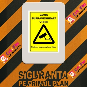 Indicator Semn pentru zona supraveghere video sisteme supraveghere video, Sticker autocolant - Img 3
