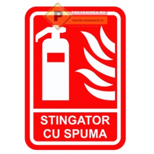 Indicator Semn stingator cu spuma, Sticker autocolant