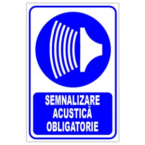 Indicator Semnalizare acustica obligatorie, Sticker autocolant