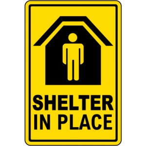 Indicator Shelter In Place Sign, Sticker autocolant
