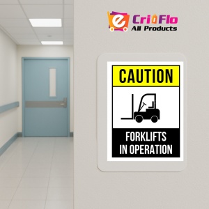 Indicator Sign caution forklifts in operation, Sticker autocolant - Img 5