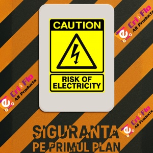 Indicator Sign caution risk of electricity, Sticker autocolant - Img 3