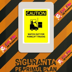 Indicator Sign caution watch out for forklift trucks, Sticker autocolant - Img 3