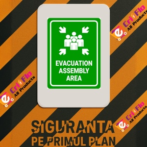 Indicator Sign evacuation assembly area, Sticker autocolant - Img 3