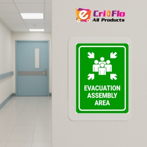 Indicator Sign evacuation assembly area, Sticker autocolant - Img 5