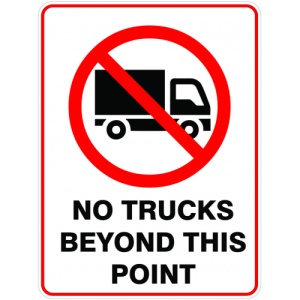 Indicator Sign no trucks beyond this point, Sticker autocolant