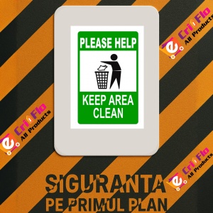 Indicator Sign please help keep area clean, Sticker autocolant - Img 3