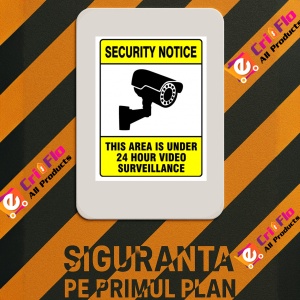 Indicator Sign security notice this area is under 24 hour video surveillance, Sticker autocolant - Img 3