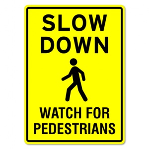 Indicator Sign slow down watch for pedestrians, Sticker autocolant