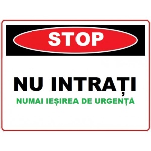 Indicator Stop nu intrati nu iesirea de urgenta, Sticker autocolant