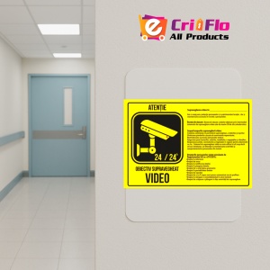 Indicator Supraveghere video scopul si drepturile, Sticker autocolant - Img 5