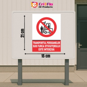 Indicator Transportul persoanelor sub furca stivuitorului este interzisa, Sticker autocolant - Img 2