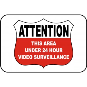 Indicator Under 24 Hour Video Surveillance Sign, Sticker autocolant