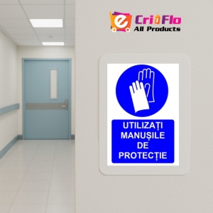 Indicator Utilizati manusile de protectie indicator de obligativitate, Sticker autocolant - Img 5