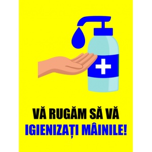 Indicator Va rugam sa va igienizati mainile, Sticker autocolant